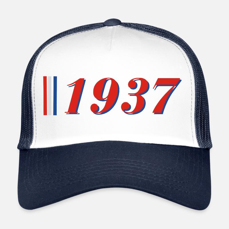 Année 1937 - Casquette trucker  - blanc/marine