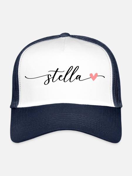 Stella Name Calligraphy Font - Trucker Cap - white/navy - Front
