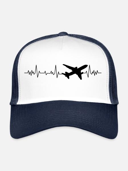 Airplane heartbeat - Trucker Cap - white/navy - Front