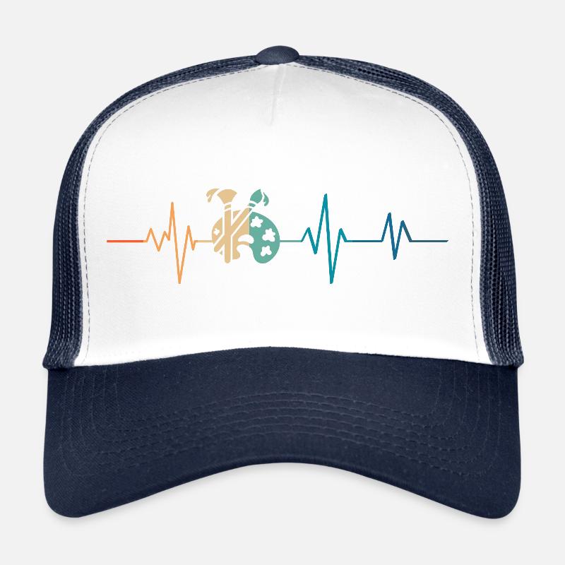 Retro Heartbeat Malerpalette - Trucker Cap - Weiß/Navy