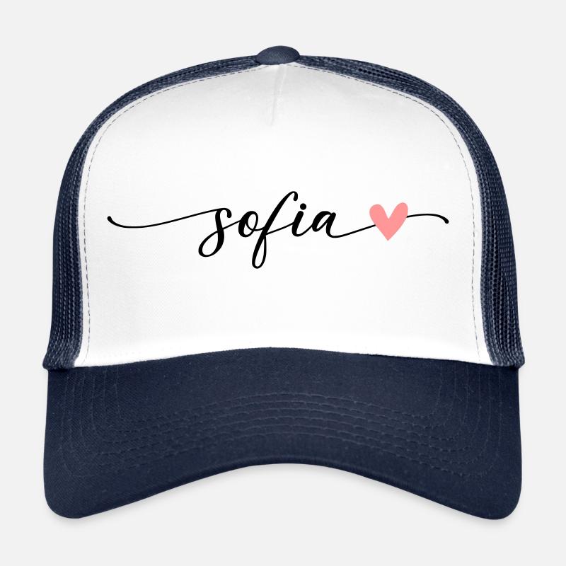 Sofia nom calligraphie police - Casquette trucker  - blanc/marine