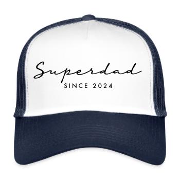 Superdad 24 Vater Baby Papa 2024 - Trucker Cap - Weiß/Navy - Vorne