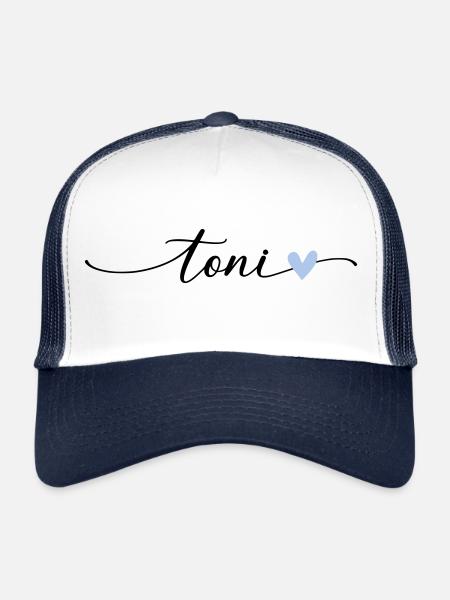 Toni Name Calligraphie Police - Casquette trucker  - blanc/marine - Devant