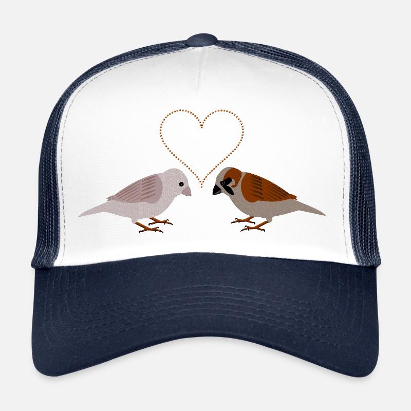 Winter Sparrows and Seeds heart Trucker Cap