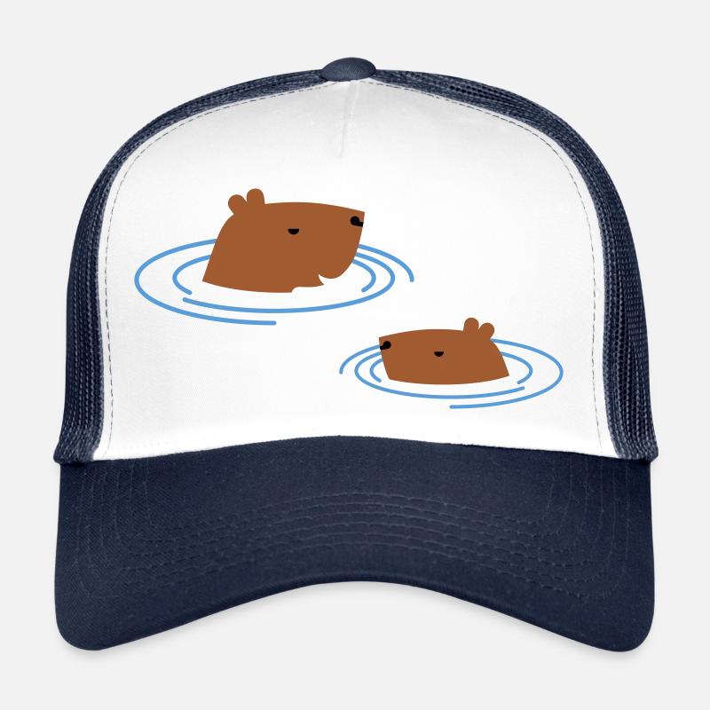 Wasserschwein beim Baden - Trucker Cap - Weiß/Navy
