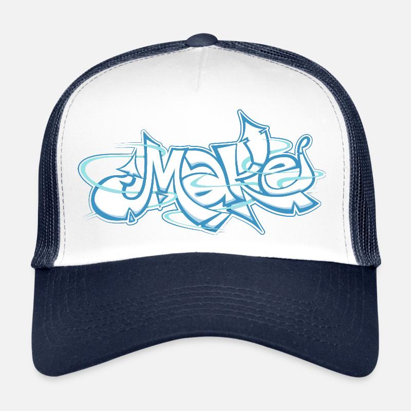 Blaues Wort machen Graffiti Trucker Cap