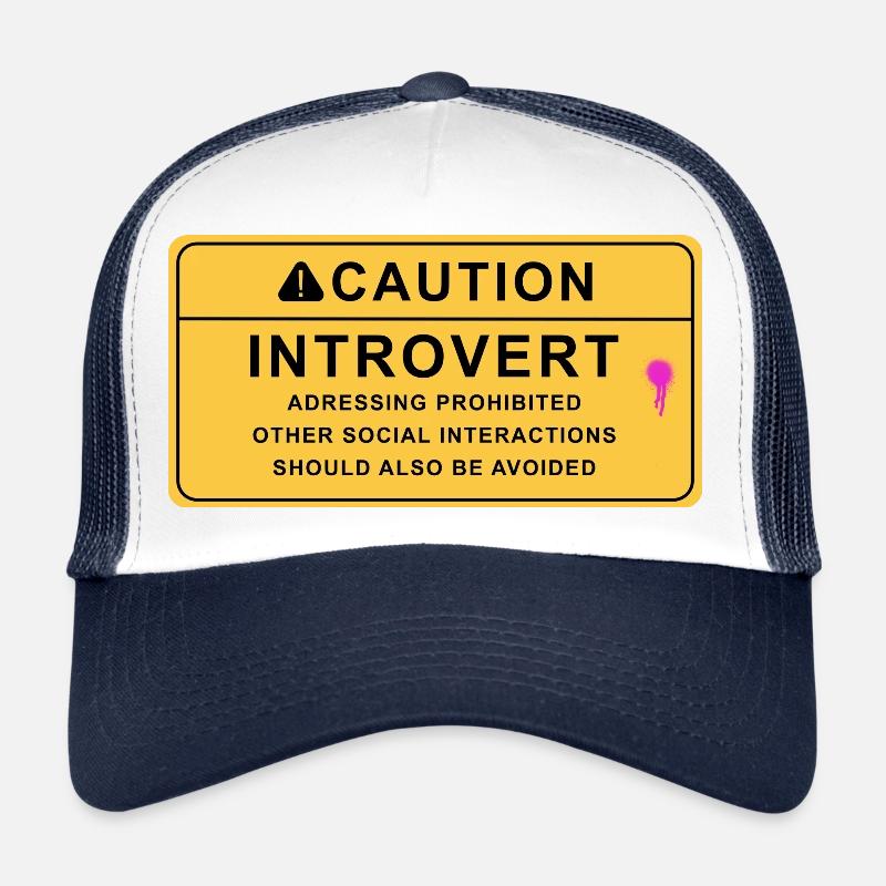 Caution Introvert Trucker Cap