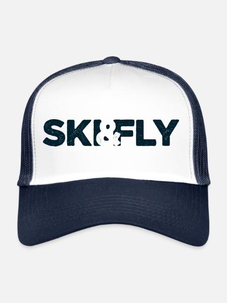 SKI&FLY bleu foncé - Casquette trucker  - blanc/marine - Devant