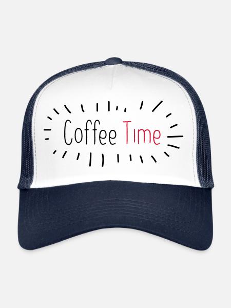 Café cadeau chemise cadeau, idée cadeau - Casquette trucker  - blanc/marine - Devant