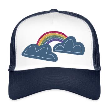 Julibel rainbow clouds design bio - Trucker Cap - white/navy - Front