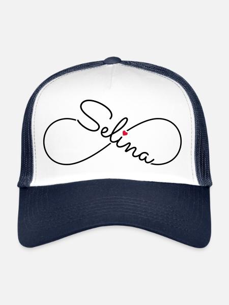 Selina surname first name - Trucker Cap - white/navy - Front
