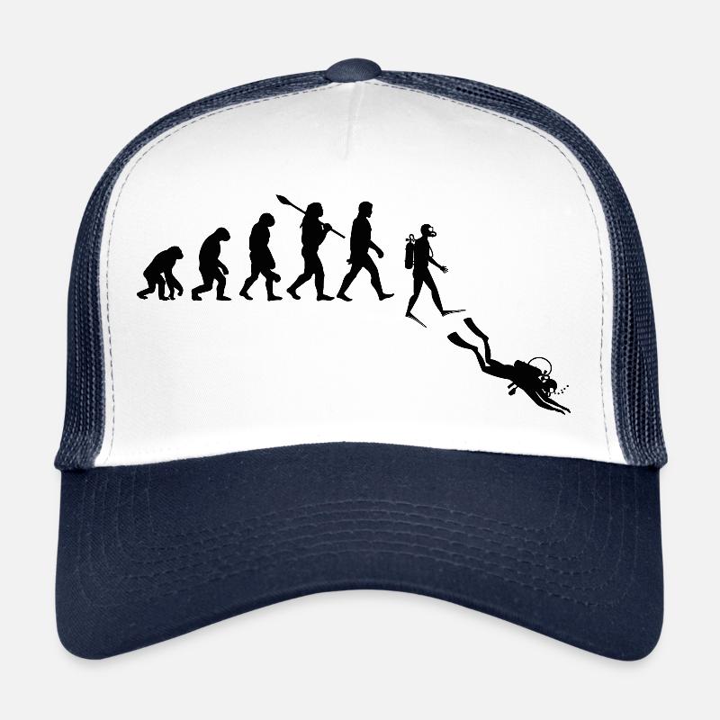 Plongée Évolution Rétro Cadeau Pour Plongeurs - Casquette trucker  - blanc/marine