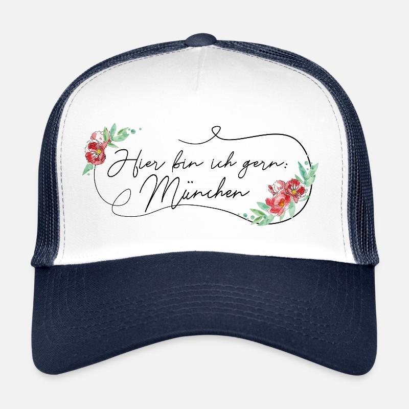 Hier bin ich gern - München - Trucker Cap - Weiß/Navy