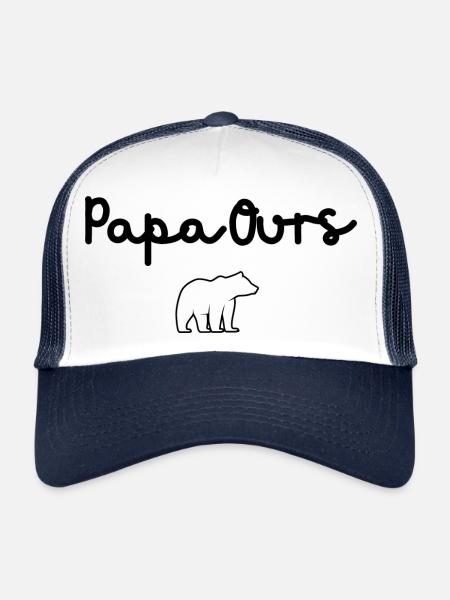 papa ours - papa ours cadeau papa - Casquette trucker - blanc/marine