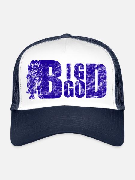 Blaues Papier mit großem Gott - Trucker Cap - Weiß/Navy - Vorne
