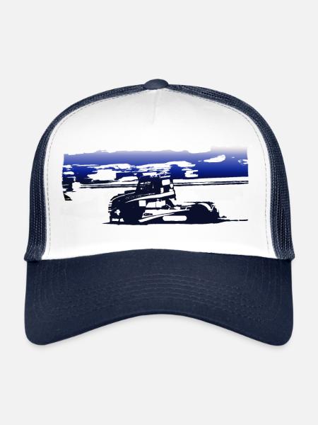 camion de course - Casquette trucker  - blanc/marine - Devant