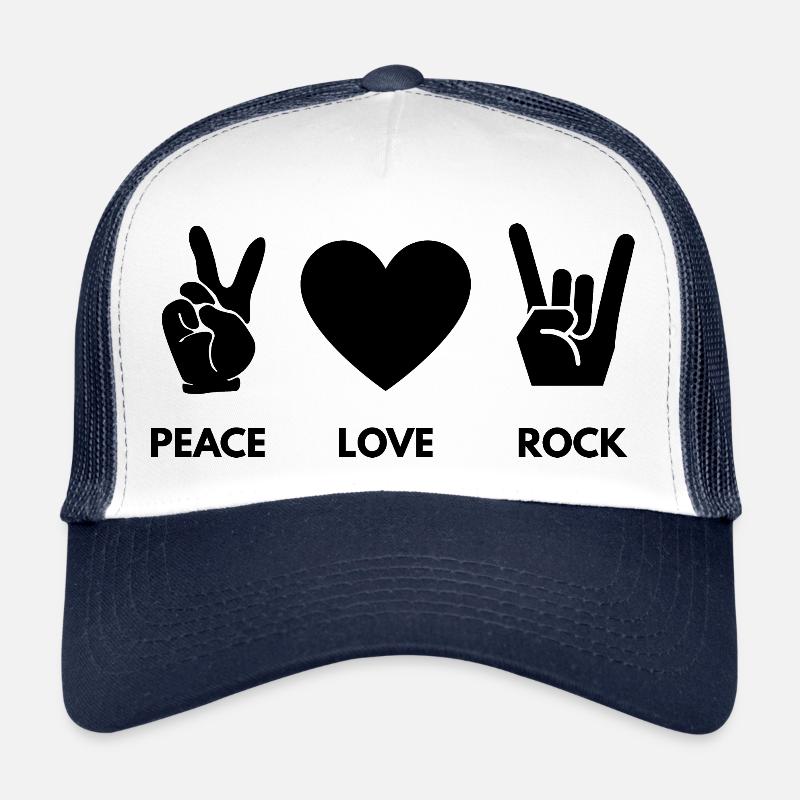 Peace Love Rock Trucker Cap