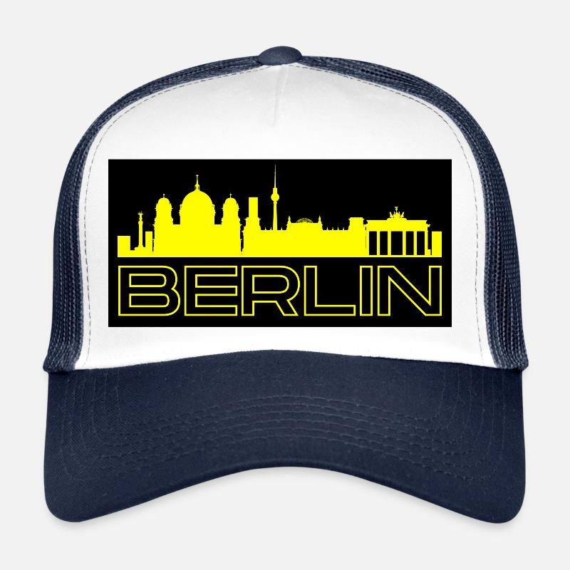 Berlin - mit Skyline in gelb Trucker Cap