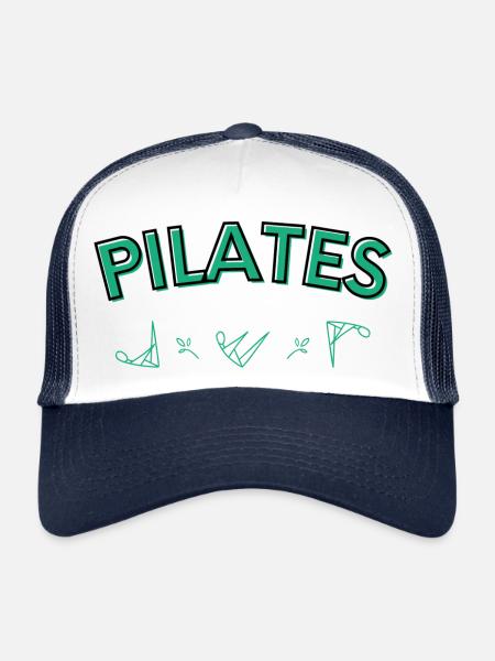 Pilates Différentes positions - Casquette trucker  - blanc/marine - Devant