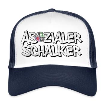 Asozialer Schalker | Gelsenkirchen Schalke - Trucker Cap - Weiß/Navy - Vorne