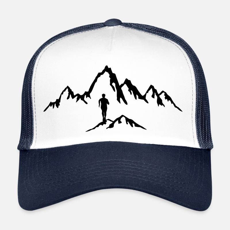 Mountain running, trail running, man - Trucker Cap - white/navy