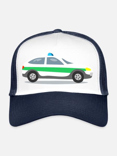 Car with blue lights - Trucker Cap - white/navy - Front