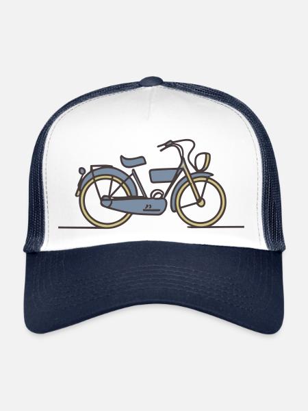 Geschenk 'Mob', Hommage an das Retro-Fahrzeug - Trucker Cap - Weiß/Navy - Vorne