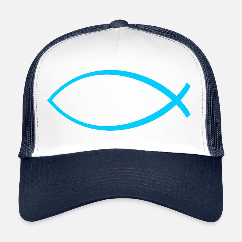 Ichtus poisson bleu clair Casquette trucker 