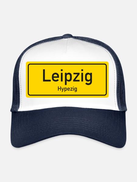 Nom de lieu de Leipzig allemagne - Casquette trucker  - blanc/marine - Devant