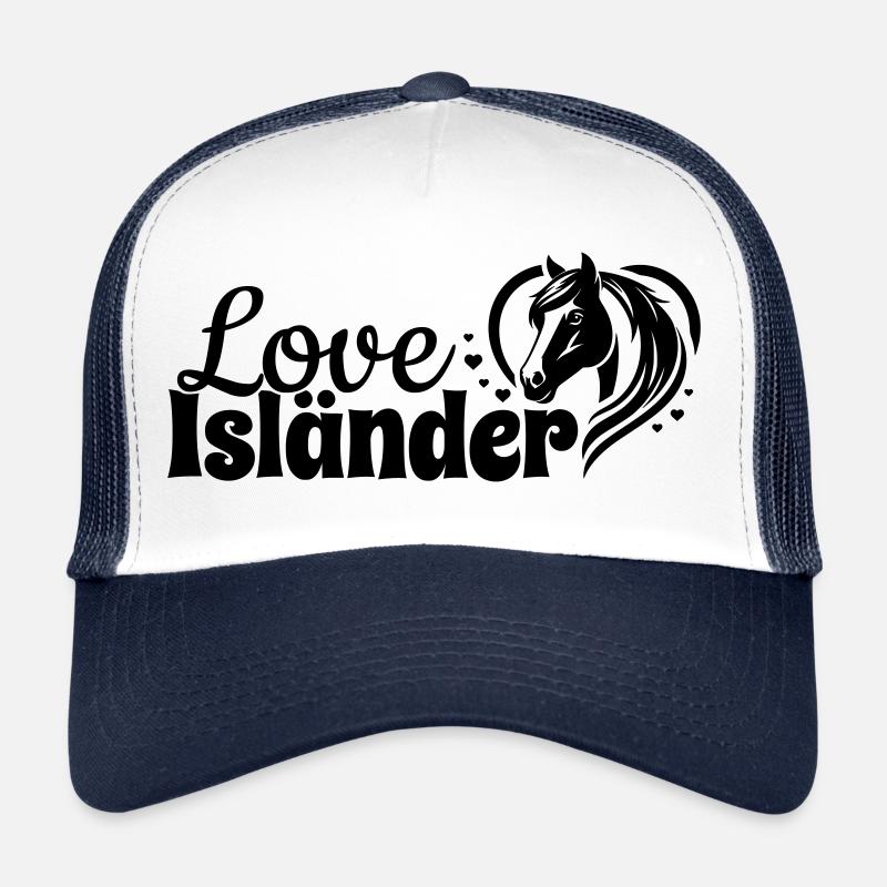 Isländer Love Herz Pferdekopf - Trucker Cap - Weiß/Navy
