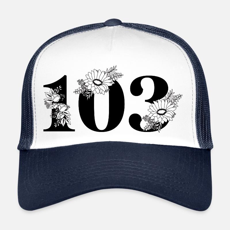 Nummer 103 Schwarze Blumen - 103. Blumengeburtstag Trucker Cap