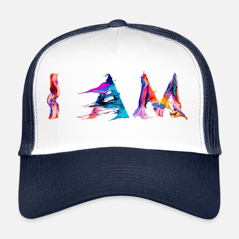 I AM - Casquette trucker  - blanc/marine