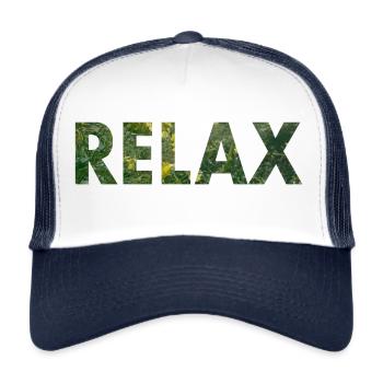 RELAX word with photo - Trucker Cap - white/navy - Front