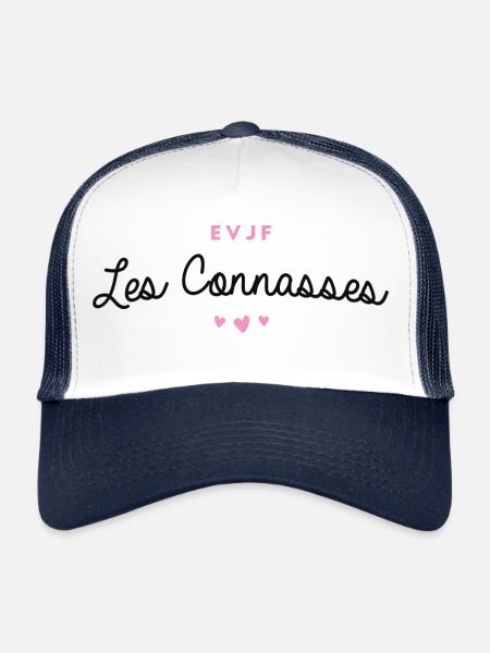 T-shirt EVJF "Les Connasses" - Casquette trucker  - blanc/marine - Devant