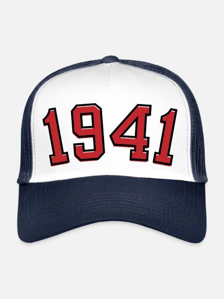 Année de naissance sport 1941 - Casquette trucker  - blanc/marine - Devant