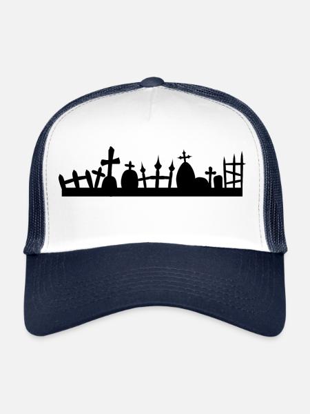 Cimetière d'halloween - Casquette trucker  - blanc/marine - Devant