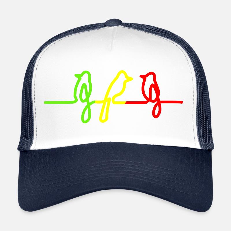 Three little birds Reggae Rasta Jamaica Oiseau - Casquette trucker  - blanc/marine
