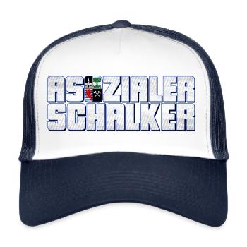Asozialer Schalker | Gelsenkirchen Schalke - Trucker Cap - Weiß/Navy - Vorne