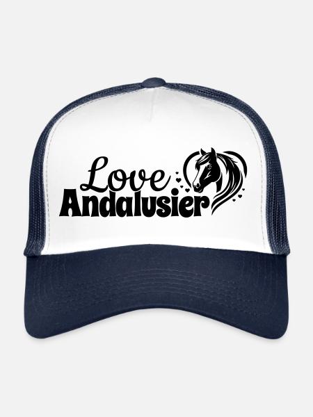 Amour andalou coeur tête de cheval - Casquette trucker  - blanc/marine - Devant