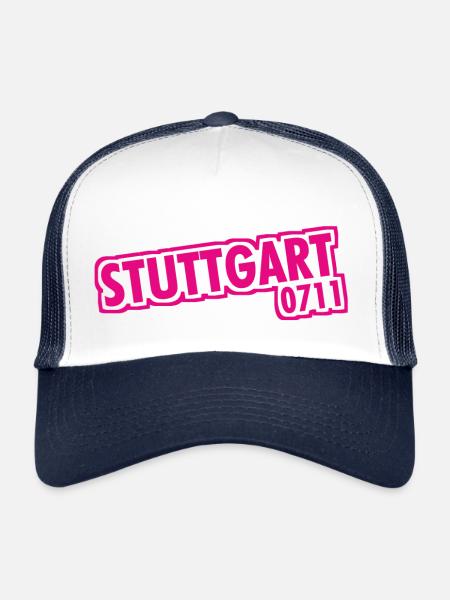 Stuttgart - 0711 - Indicatif régional - Bade-Wurtemberg - Casquette trucker  - blanc/marine - Devant