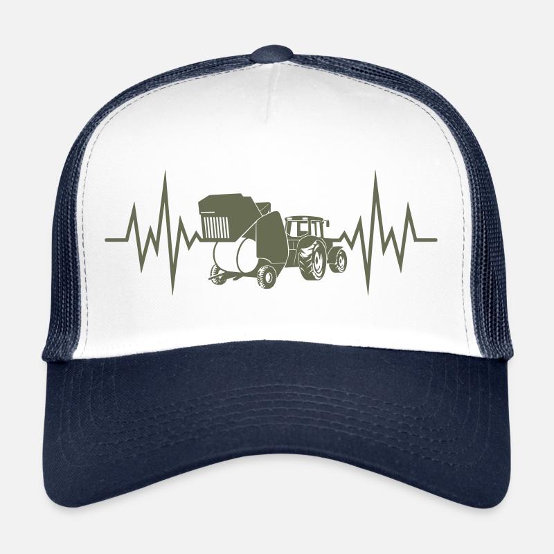Herzfreq Traktor Ballenpresse - Trucker Cap - Weiß/Navy