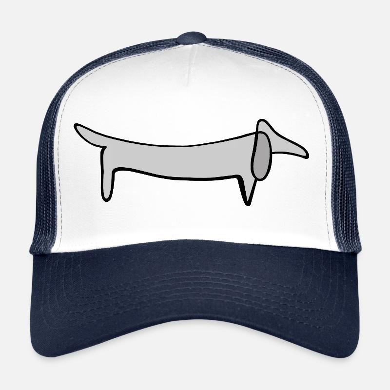 Dog line art drawing - Trucker Cap - white/navy