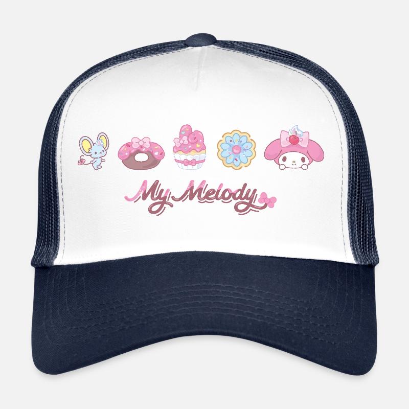 My Melody Mit Flat Und Gebäckstücken - Trucker Cap - Weiß/Navy