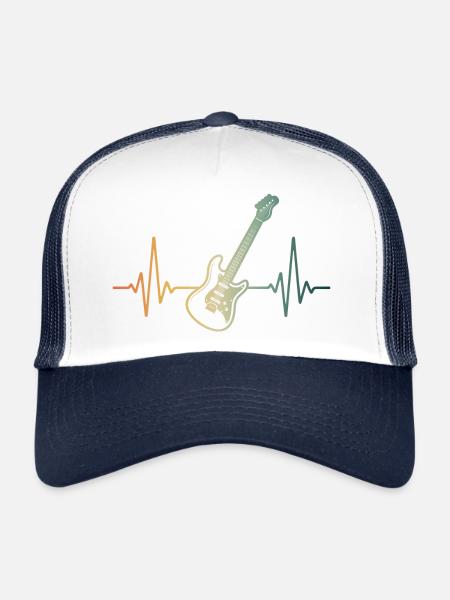 Guitare Battement de coeur musiciens - Casquette trucker  - blanc/marine - Devant