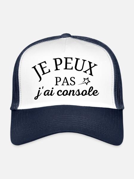 je peux pas j'ai console - Casquette trucker  - blanc/marine - Devant