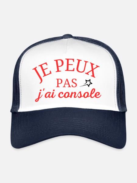je peux pas j'ai console - Casquette trucker  - blanc/marine - Devant