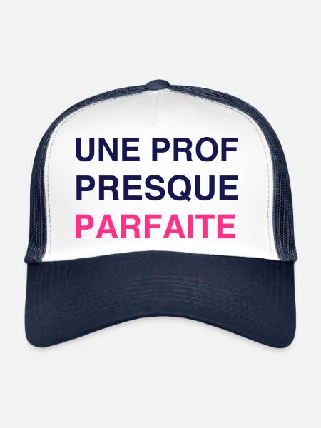 Ecole / Prof / Instit / Professeur / Maîtresse - Casquette trucker  - blanc/marine - Devant