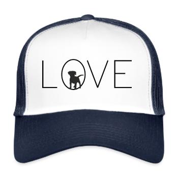 Chiens d'amour, j'adore les chiens - Casquette trucker  - blanc/marine - Devant