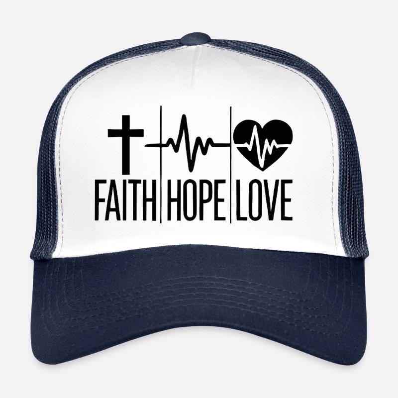 Glaube, Hoffnung und Liebe - Trucker Cap - Weiß/Navy