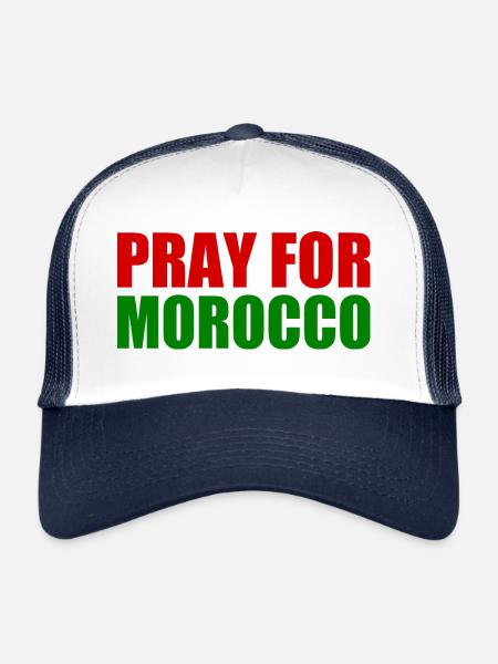 Pray for morocco maroc - Casquette trucker  - blanc/marine - Devant